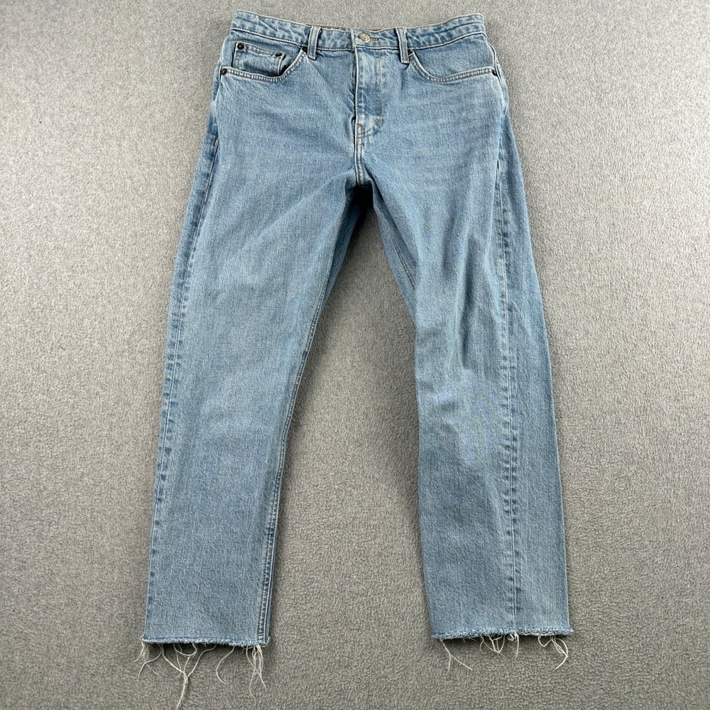 Topshop Jeans Womens W28 Blue‎ Straight Leg Raw Hem Casual 02N01SBLC Denim